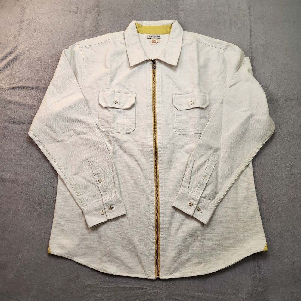 Carbon 2 Cobalt Shirt Jacket Men's L Cream White Full Zip Shacket Double Pocket